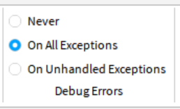 "Break on all exceptions"