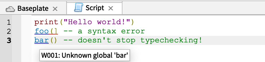 A type error after a syntax error